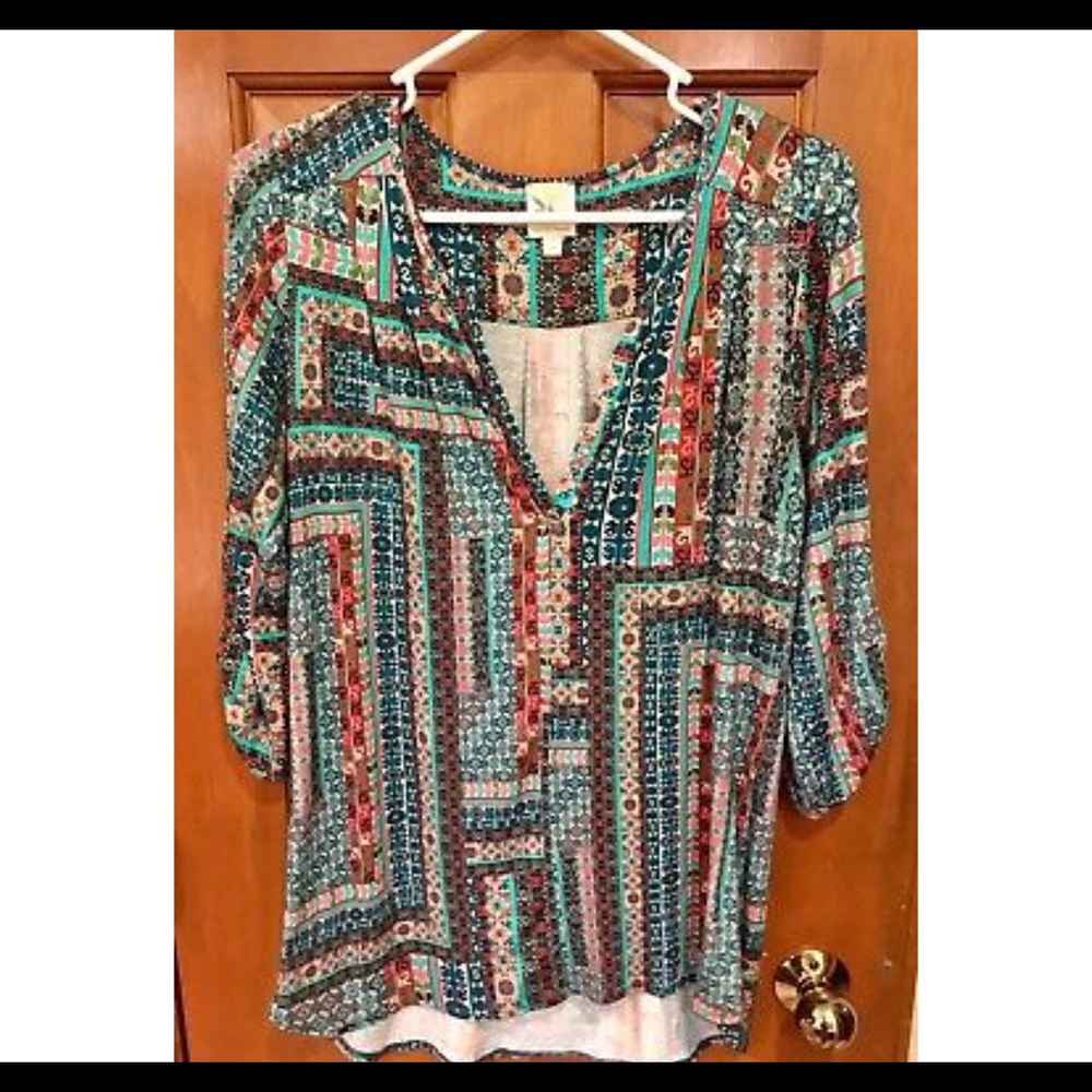 Anthropologie Meadow Rue Henley Blouse Top